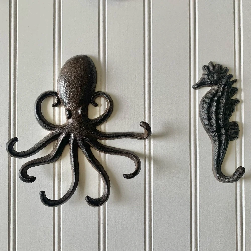 Coastal Cast Iron Wall Hooks Set